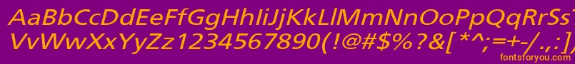 Schranerextob2-Schriftart – Orangefarbene Schriften auf violettem Hintergrund