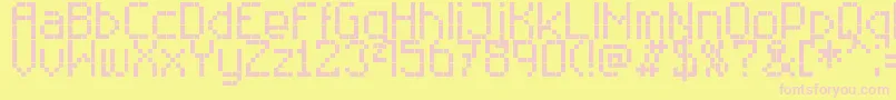 RittswoodtechnicalRegular-fontti – vaaleanpunaiset fontit keltaisella taustalla