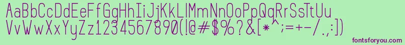 Prosciuttosansish Font – Purple Fonts on Green Background