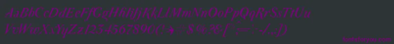 Czcionka ParmapetitItalic – fioletowe czcionki na czarnym tle