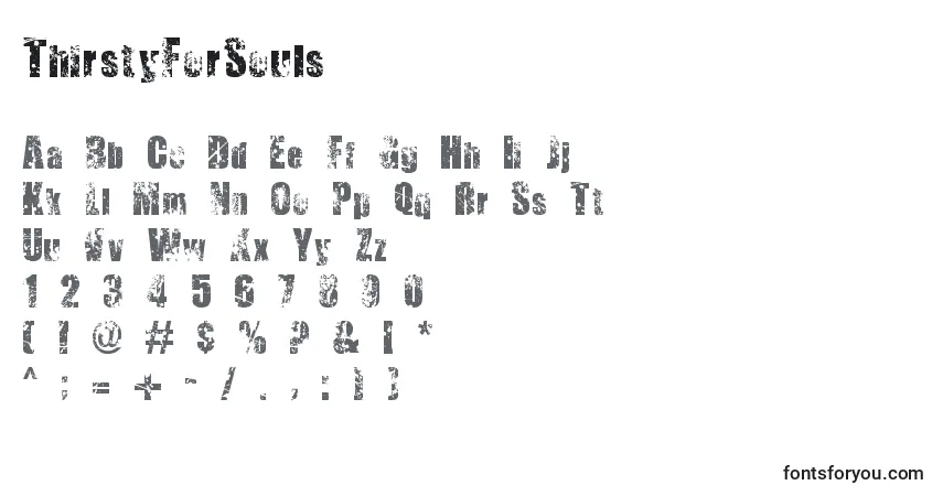 Шрифт ThirstyForSouls – алфавит, цифры, специальные символы