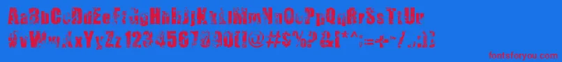 ThirstyForSouls-Schriftart – Rote Schriften auf blauem Hintergrund