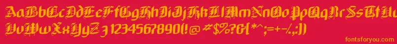 Neugothic Font – Orange Fonts on Red Background