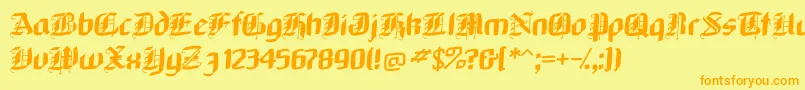 フォントNeugothic – オレンジの文字が黄色の背景にあります。