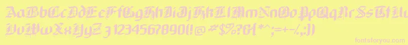 Neugothic-Schriftart – Rosa Schriften auf gelbem Hintergrund