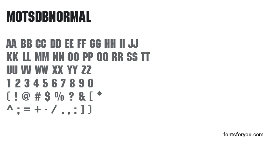 A fonte MotsdbNormal – alfabeto, números, caracteres especiais
