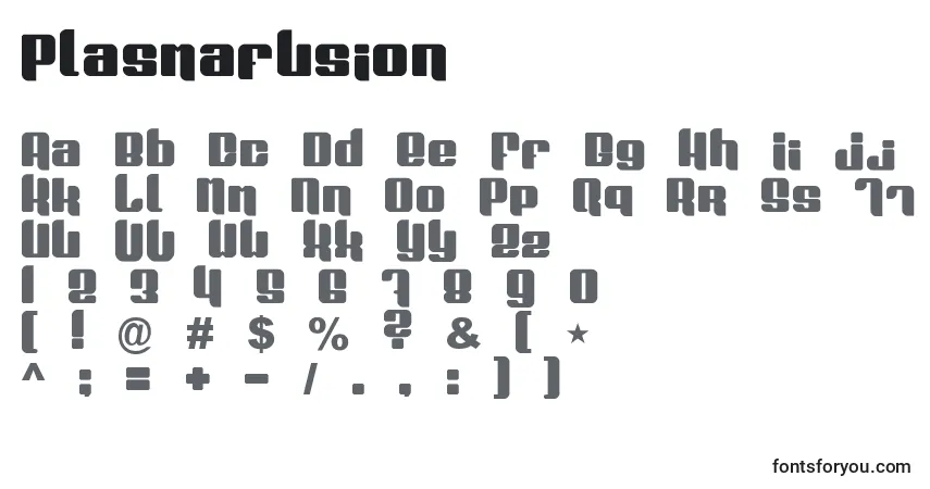 Schriftart Plasmafusion – Alphabet, Zahlen, spezielle Symbole