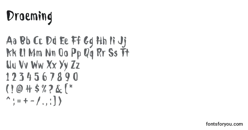 Шрифт Droeming – алфавит, цифры, специальные символы