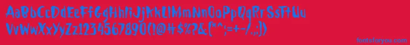 Droeming-Schriftart – Blaue Schriften auf rotem Hintergrund