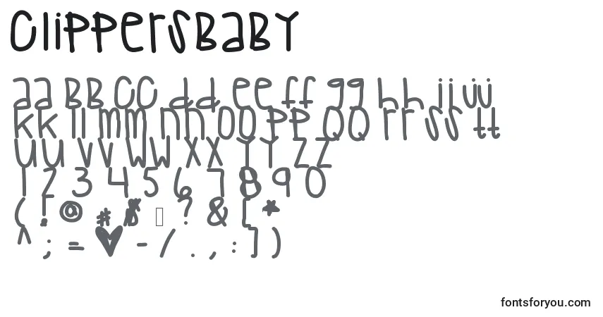 Czcionka Clippersbaby – alfabet, cyfry, specjalne znaki