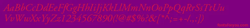 ApcgaramondcItalic Font – Red Fonts on Purple Background