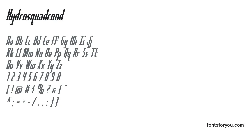 Schriftart Hydrosquadcond – Alphabet, Zahlen, spezielle Symbole