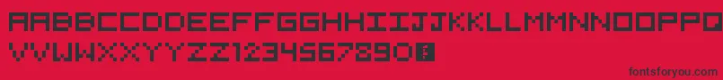 フォント5x5Pixel – 赤い背景に黒い文字