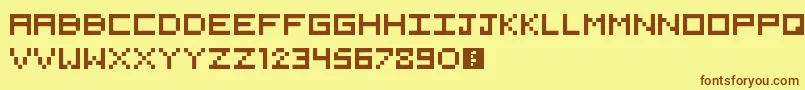 5x5Pixel-fontti – ruskeat fontit keltaisella taustalla