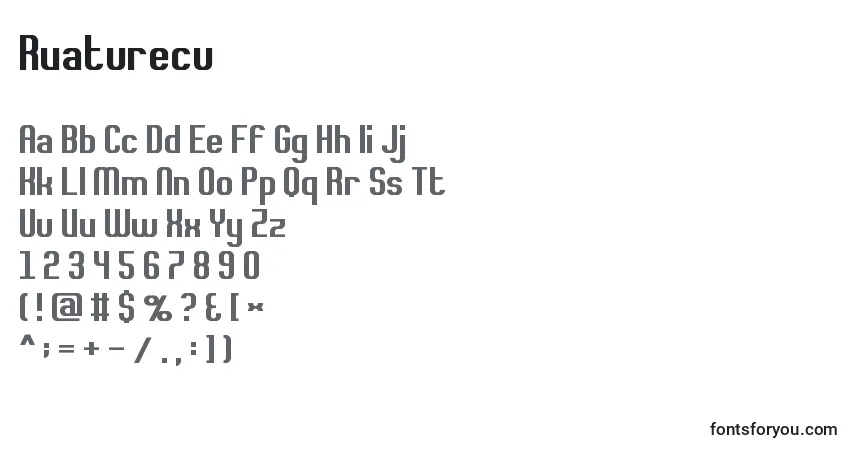 A fonte Rvaturecu – alfabeto, números, caracteres especiais