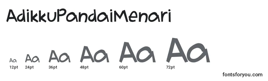 AdikkuPandaiMenari Font Sizes