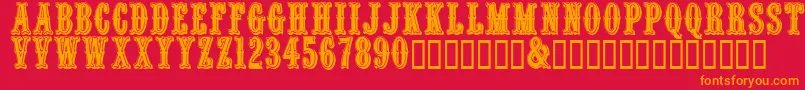 Quencrg Font – Orange Fonts on Red Background