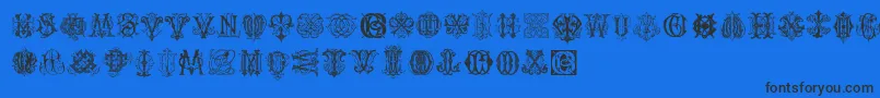 IntellectaMonogramsRandomSamplesThree Font – Black Fonts on Blue Background