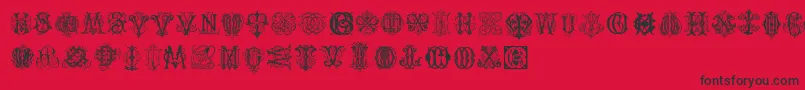 IntellectaMonogramsRandomSamplesThree Font – Black Fonts on Red Background