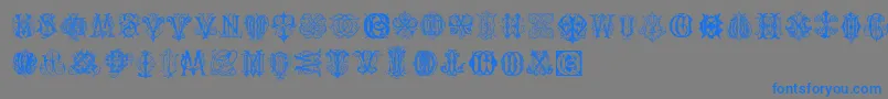 IntellectaMonogramsRandomSamplesThree-Schriftart – Blaue Schriften auf grauem Hintergrund