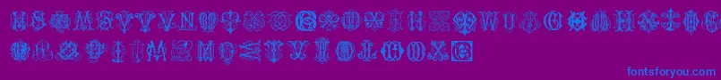 IntellectaMonogramsRandomSamplesThree Font – Blue Fonts on Purple Background