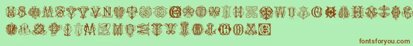 IntellectaMonogramsRandomSamplesThree Font – Brown Fonts on Green Background