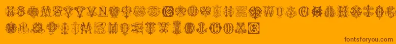 IntellectaMonogramsRandomSamplesThree Font – Brown Fonts on Orange Background