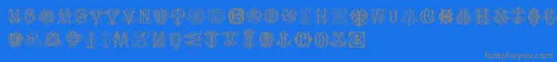 IntellectaMonogramsRandomSamplesThree Font – Gray Fonts on Blue Background
