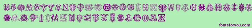 IntellectaMonogramsRandomSamplesThree Font – Purple Fonts on Green Background