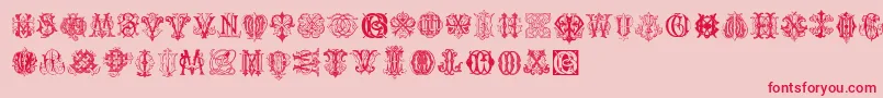 IntellectaMonogramsRandomSamplesThree Font – Red Fonts on Pink Background