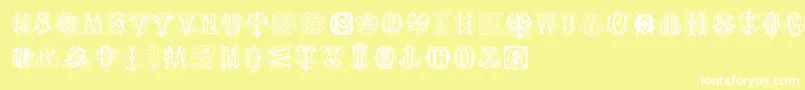 IntellectaMonogramsRandomSamplesThree Font – White Fonts on Yellow Background