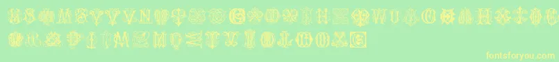 IntellectaMonogramsRandomSamplesThree Font – Yellow Fonts on Green Background