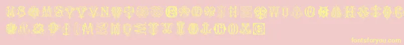 IntellectaMonogramsRandomSamplesThree Font – Yellow Fonts on Pink Background