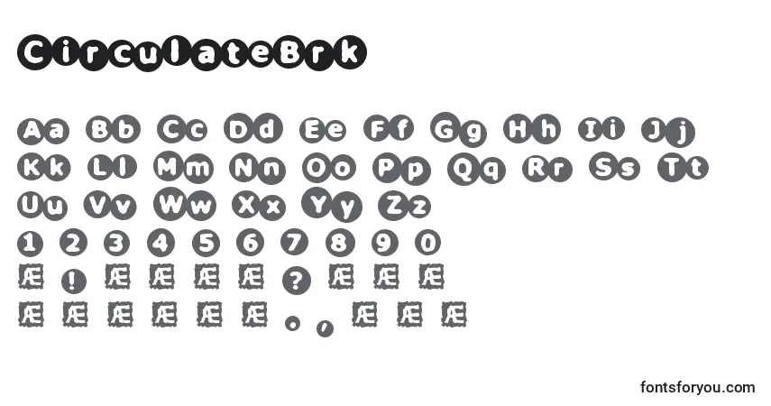 Czcionka CirculateBrk – alfabet, cyfry, specjalne znaki
