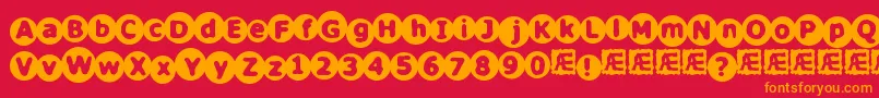 フォントCirculateBrk – 赤い背景にオレンジの文字