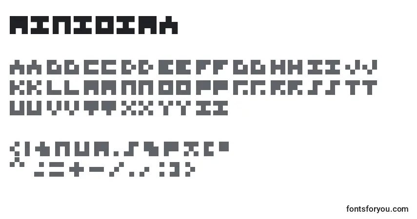 Schriftart Miniozma – Alphabet, Zahlen, spezielle Symbole