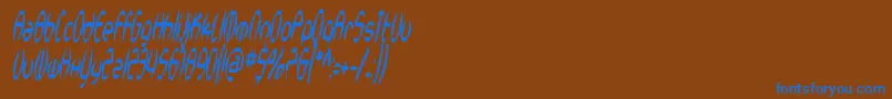 SfSynthonicPopCondensedOblique Font – Blue Fonts on Brown Background