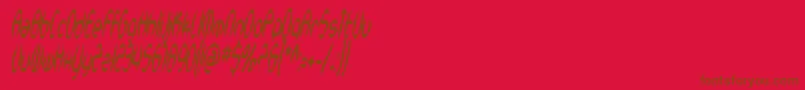 SfSynthonicPopCondensedOblique Font – Brown Fonts on Red Background