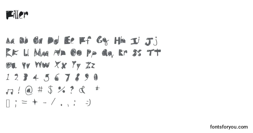 Schriftart Filler – Alphabet, Zahlen, spezielle Symbole