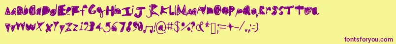 Filler-Schriftart – Violette Schriften auf gelbem Hintergrund