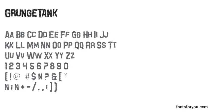 A fonte GrungeTank – alfabeto, números, caracteres especiais