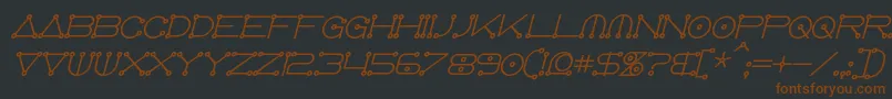 AnglocelestialBoldItalic-Schriftart – Braune Schriften auf schwarzem Hintergrund