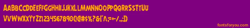 Horroweencond-Schriftart – Orangefarbene Schriften auf violettem Hintergrund