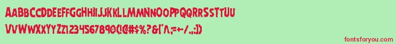Horroweencond-Schriftart – Rote Schriften auf grünem Hintergrund
