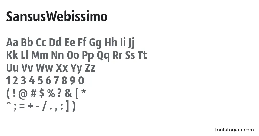 Czcionka SansusWebissimo – alfabet, cyfry, specjalne znaki