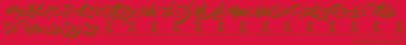 TheHit-Schriftart – Braune Schriften auf rotem Hintergrund