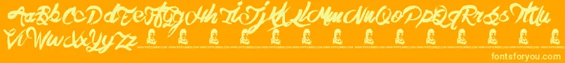 fuente TheHit – Fuentes Amarillas Sobre Fondo Naranja
