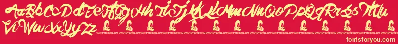 TheHit Font – Yellow Fonts on Red Background