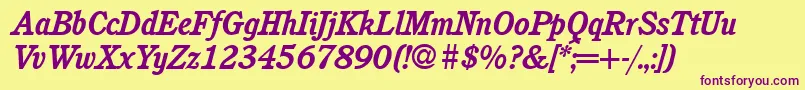 C851RomanBolditalic Font – Purple Fonts on Yellow Background