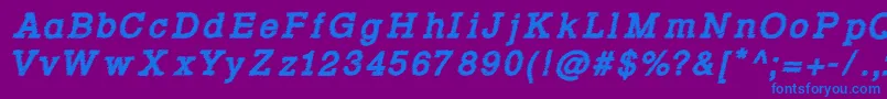 RowdyTypemachine4BoldItalic Font – Blue Fonts on Purple Background